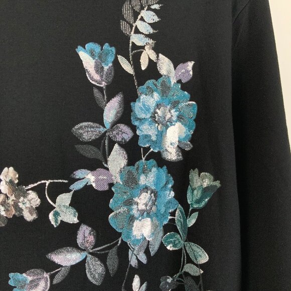 New Sisley Women's Black T-Shirt Floral Print Sz M - Picture 7 of 16